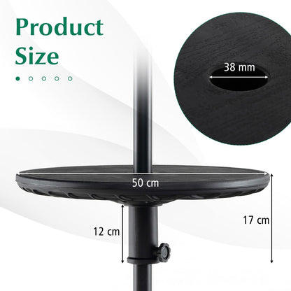 Costway 50CM Outdoor Adjustable Umbrella Table with 38 mm Umbrella Hole for Outdoor Use