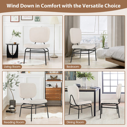 Costway Upholstered Accent Chair with Sponge Padding and Adjustable Foot Pads-White