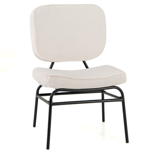 Costway Upholstered Accent Chair with Sponge Padding and Adjustable Foot Pads-White