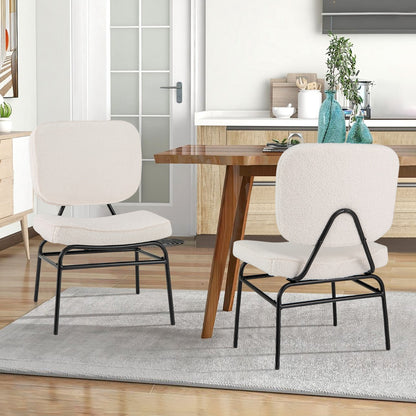 Costway Upholstered Accent Chair with Sponge Padding and Adjustable Foot Pads-White