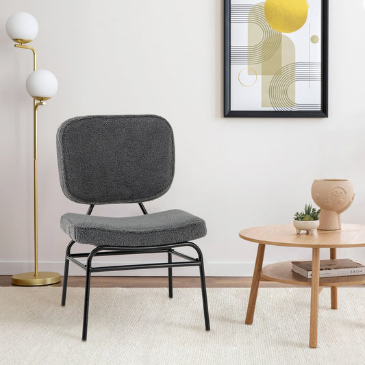 Costway Upholstered Accent Chair with Sponge Padding and Adjustable Foot Pads-Grey