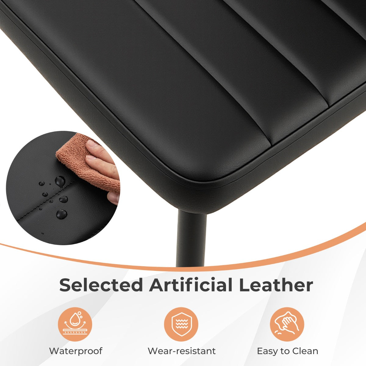 Upholstered Dining Chair Set of 4 with Padded Backrest and Seat-Black
