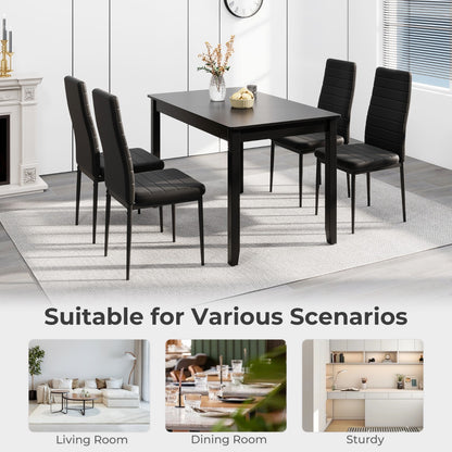 Upholstered Dining Chair Set of 4 with Padded Backrest and Seat-Black