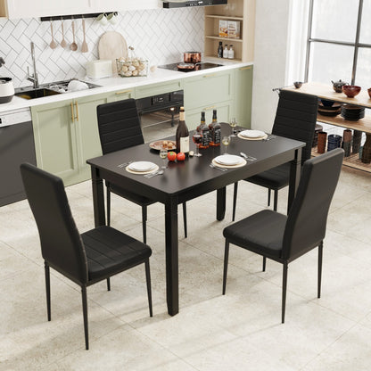 Upholstered Dining Chair Set of 4 with Padded Backrest and Seat-Black