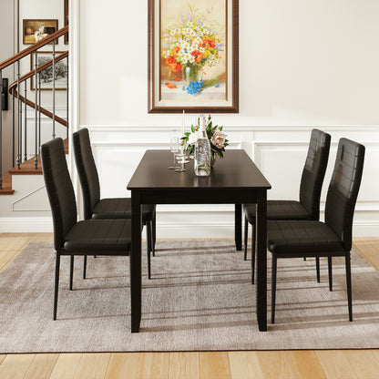 Upholstered Dining Chair Set of 4 with Padded Backrest and Seat-Black
