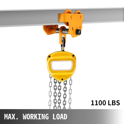VEVOR Manual Trolley 0.5T Capacity Push Beam Trolley 500KG Push Trolley Adjustable