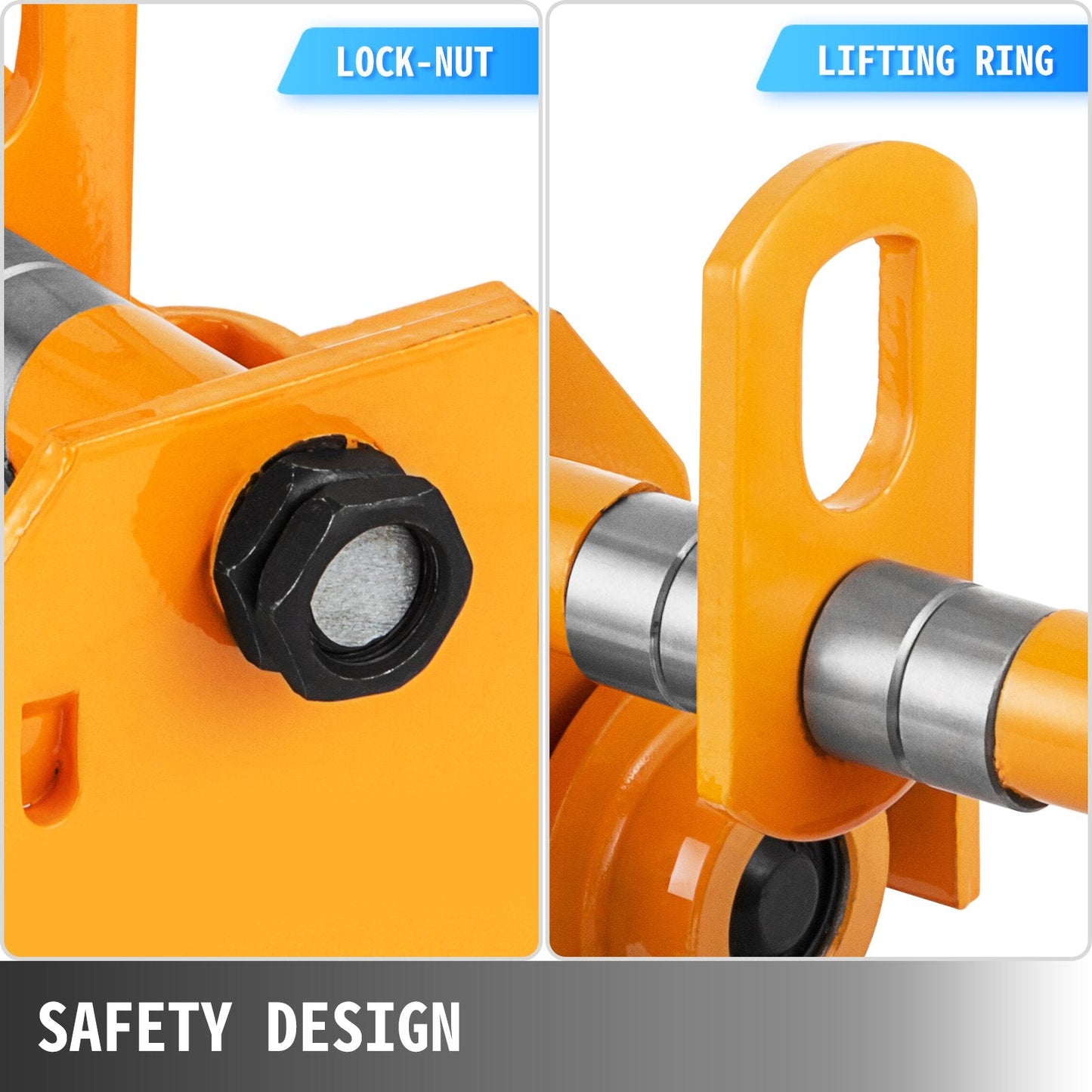 Adjustable Manual Push Beam Trolley, 500kg Capacity, Fits 6.35-13.97cm I-Beam