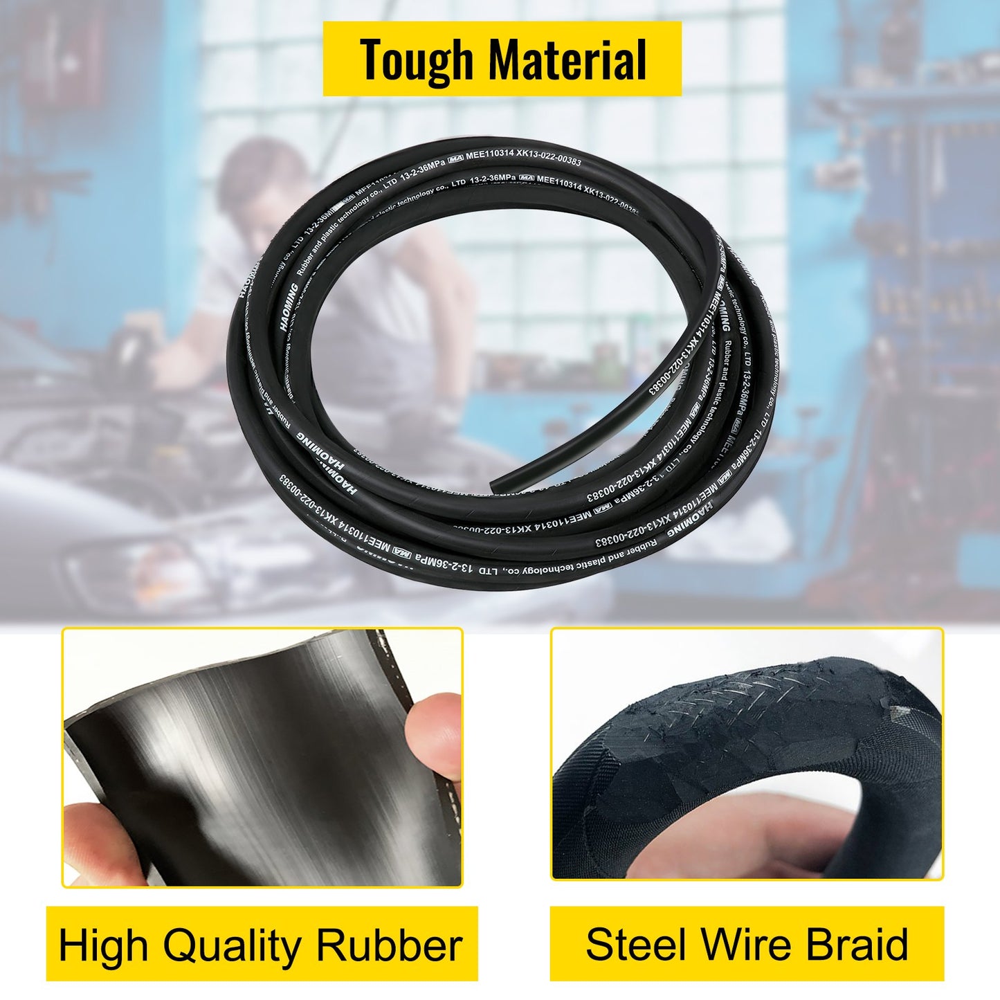 VEVOR Hydraulic Hose 1/2" Hydraulic Oil Hoses 50 Feet 5000 PSI Maximum Pressure