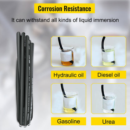 Hydraulic Oil Hose 15m, 5000 PSI, Flexible & Corrosion Resistant, Black Rubber