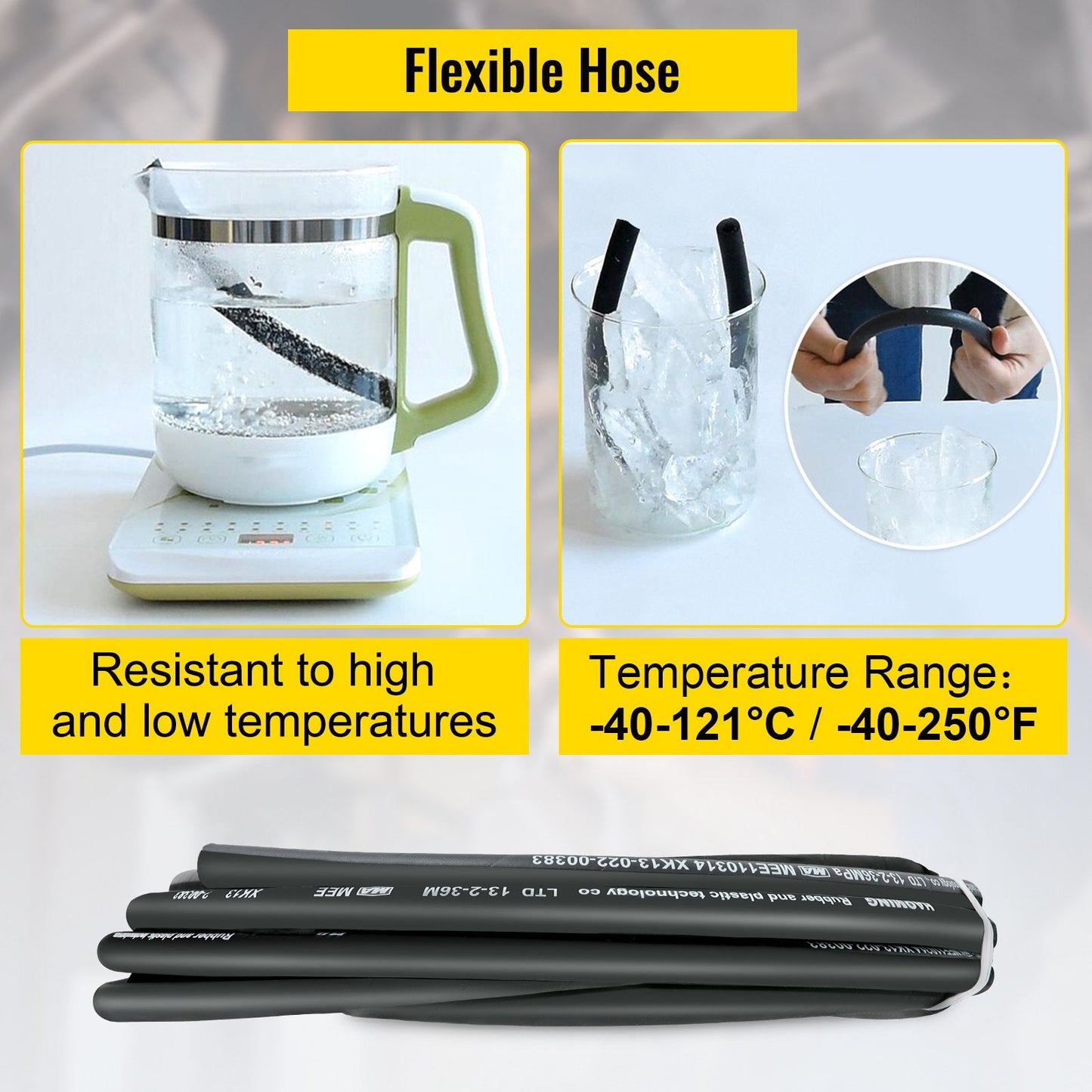 Hydraulic Oil Hose 15m, 5000 PSI, Flexible & Corrosion Resistant, Black Rubber