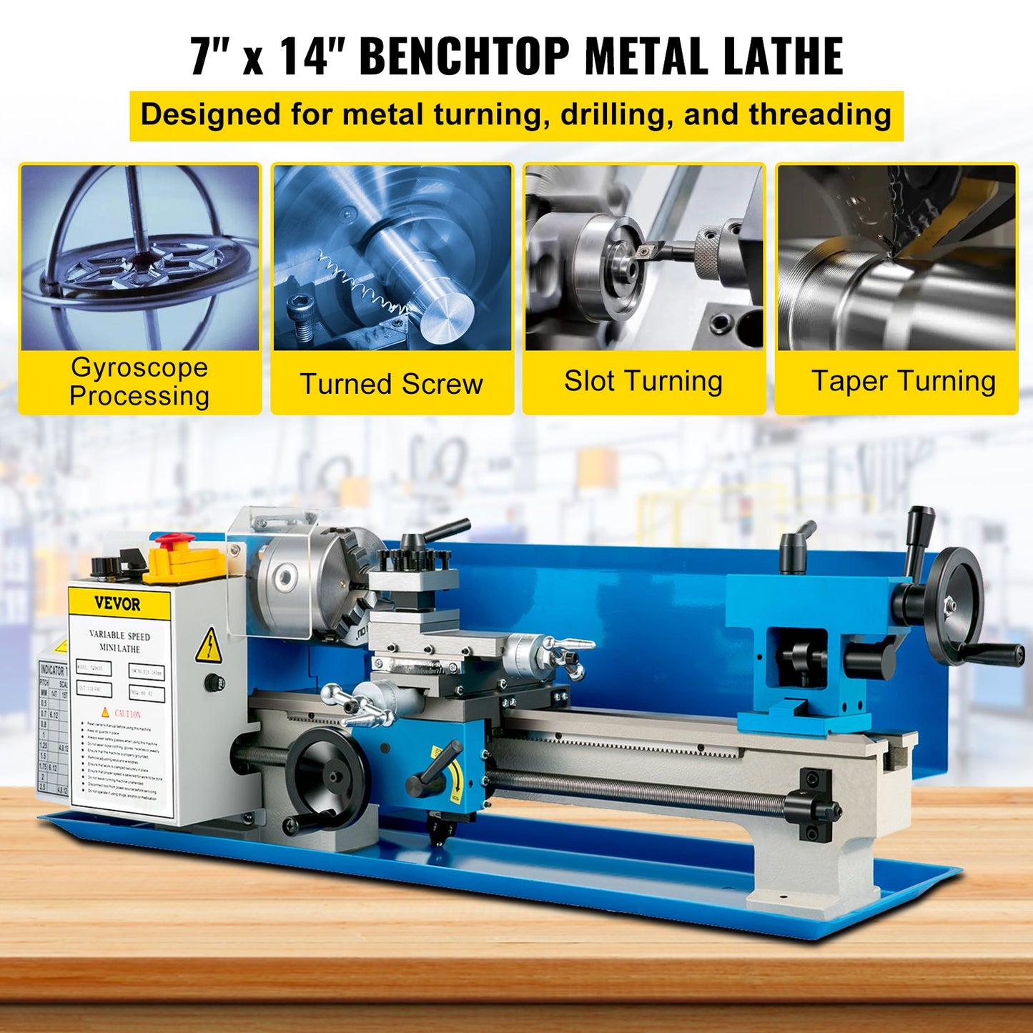 VEVOR Metal Lathe 7'' x 14'', Mini Metal Lathe 0-2500 RPM Variable Speed,Mini Lathe