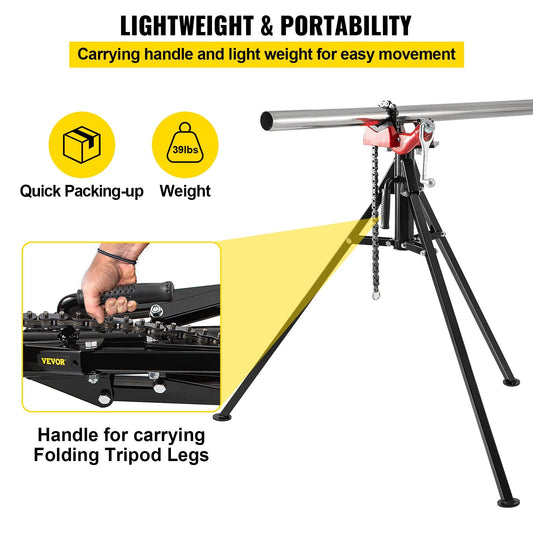 Portable Tripod Chain Vise Stand, 3.2-127 mm Capacity, 67 cm Chain Length