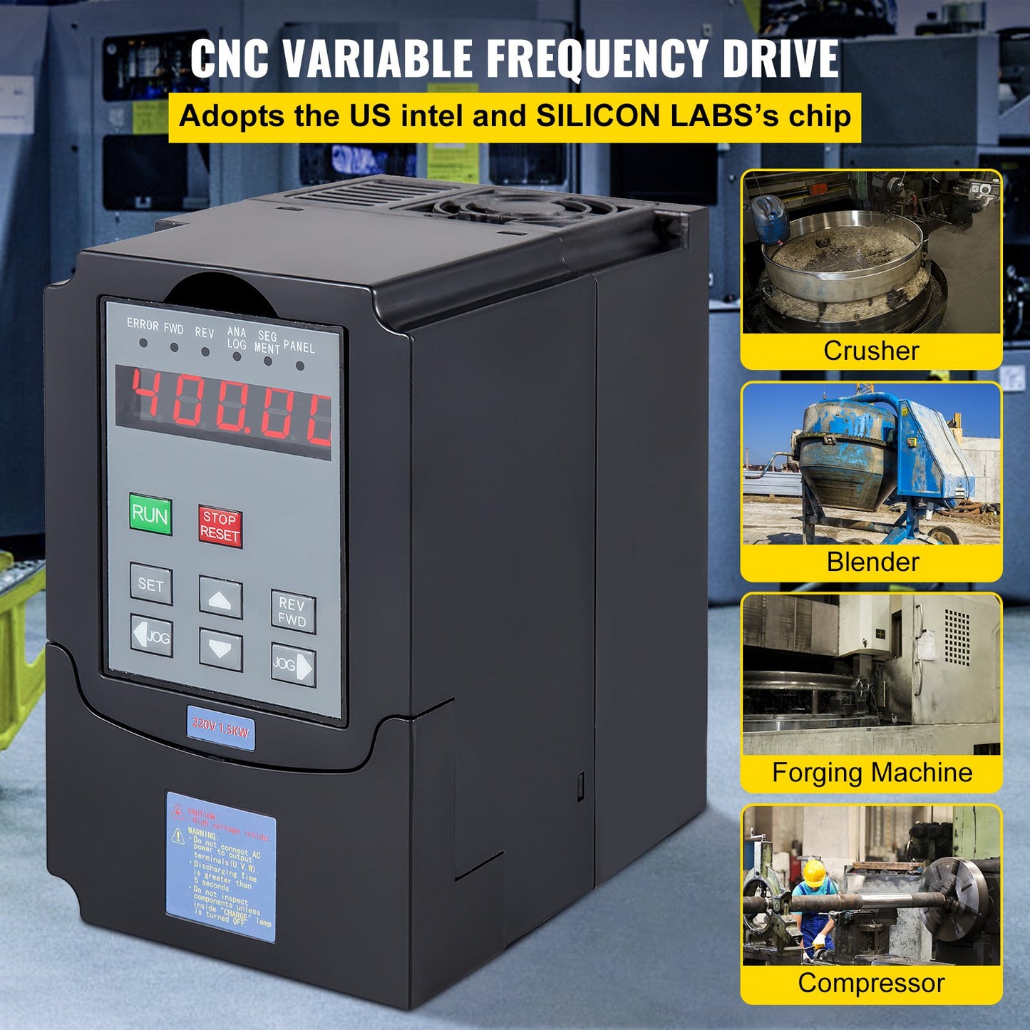 VEVOR Variable Frequency Drive VFD 1.5KW 220V 2HP CNC Motor Inverter Converter