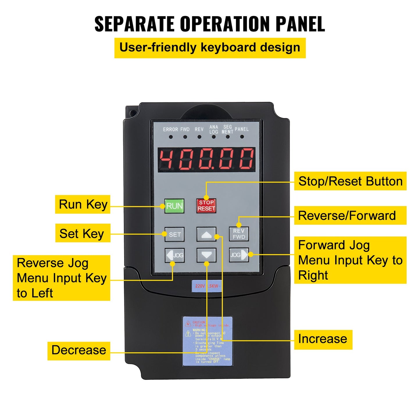 VEVOR Variable Frequency Drive VFD 1.5KW 220V 2HP CNC Motor Inverter Converter