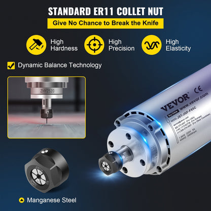 1.5KW CNC Air-Cooled Spindle Motor, 220V, 6.5 x 23.9 cm, 3.5 kg, 12000-24000 RPM
