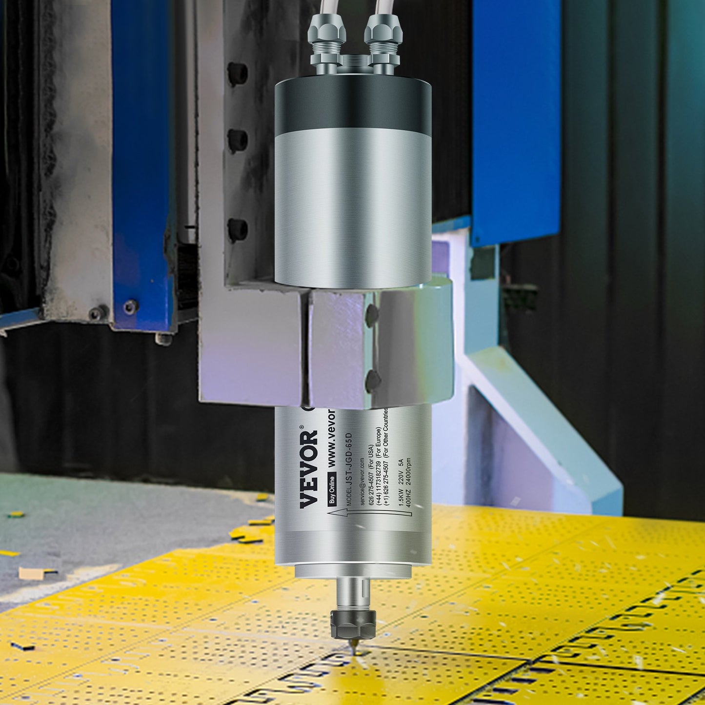 1.5KW Water Cooled Spindle Motor, High-Speed CNC Spindle Motor 4 Bearings 24000RPM 400HZ for Engraving Milling & Grinding Machine