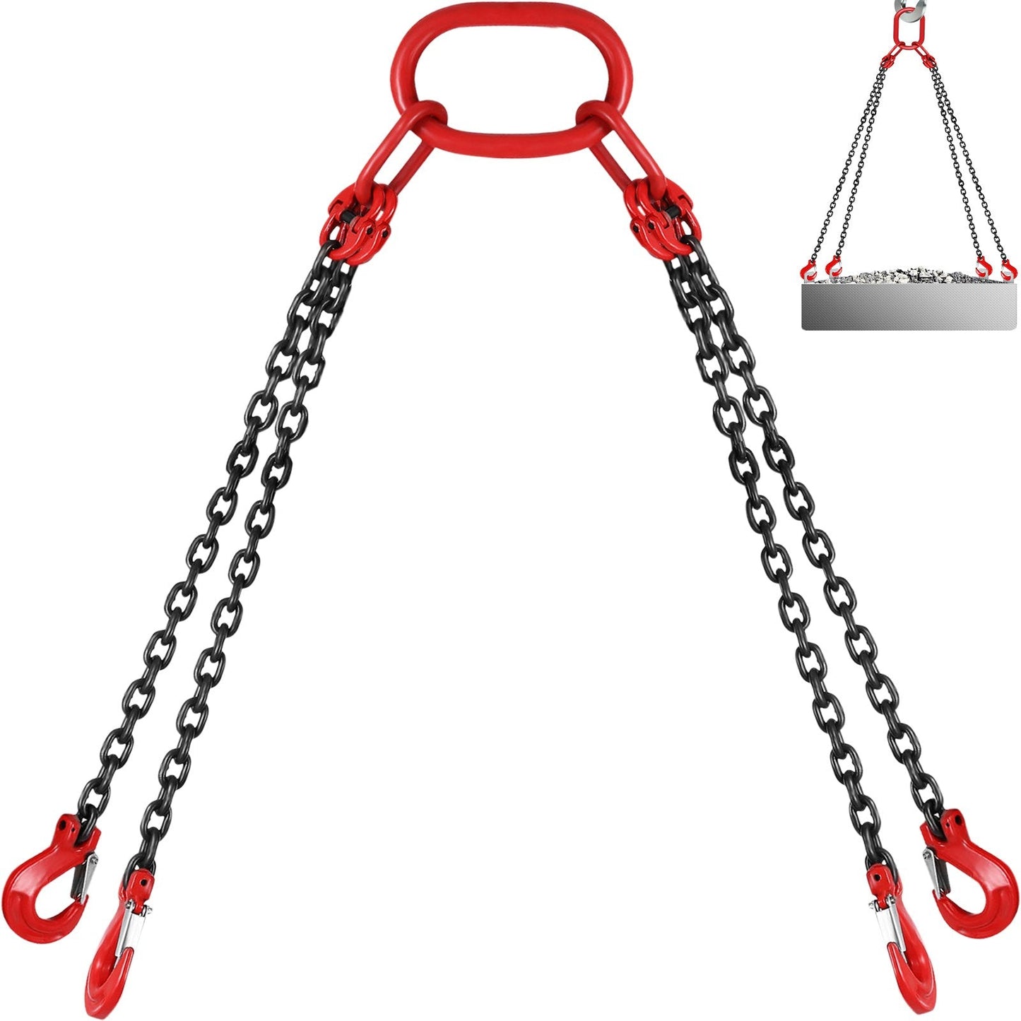 Heavy Duty 4-Leg Chain Sling, 8mm G80 Alloy Steel, 5T Capacity, 1.5m Length
