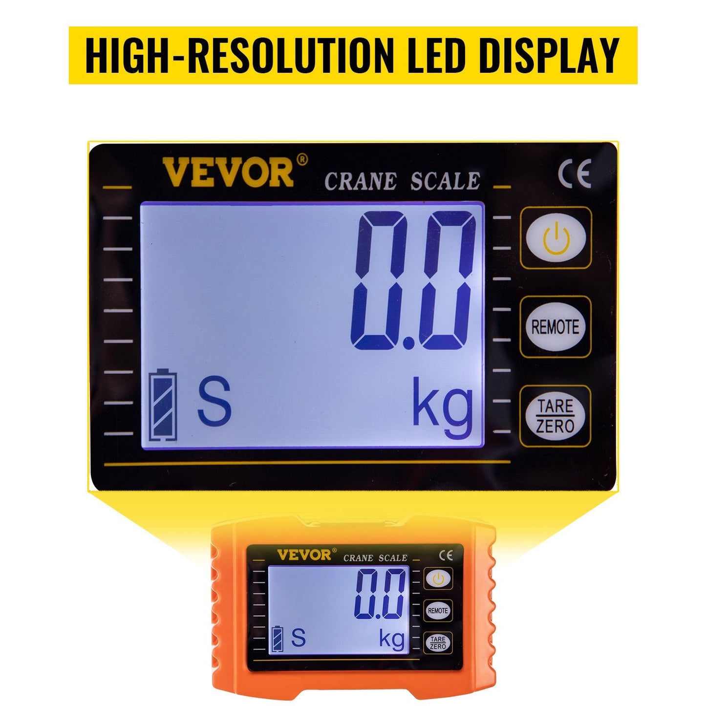 Industrial Digital 1000KG Crane Scale with LED Display, Orange, Heavy Duty