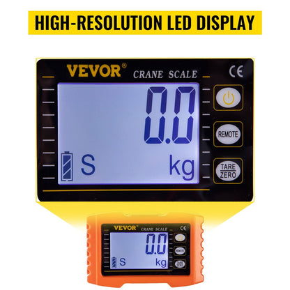 Industrial Digital 1000KG Crane Scale with LED Display, Orange, Heavy Duty