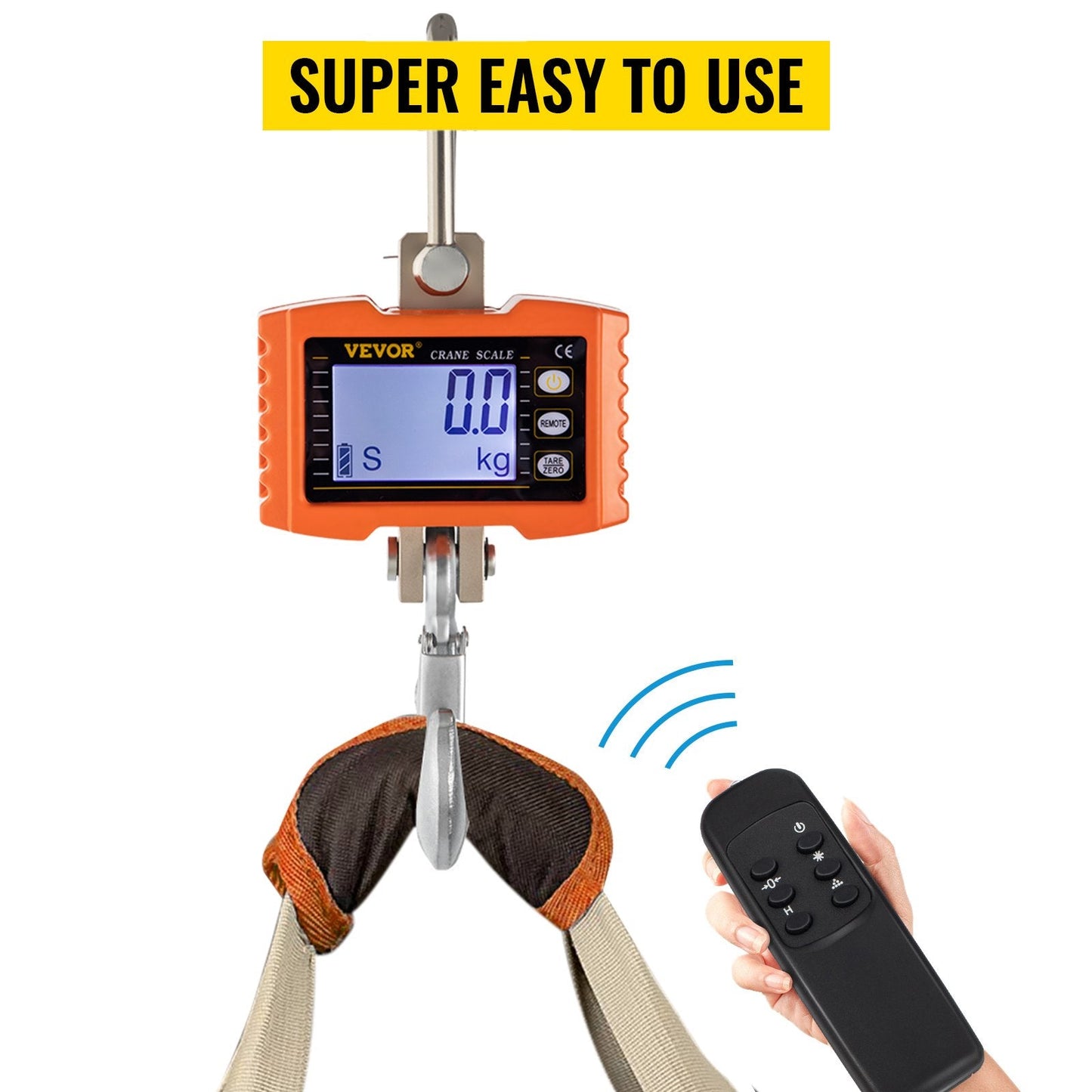 Industrial Digital 1000KG Crane Scale with LED Display, Orange, Heavy Duty