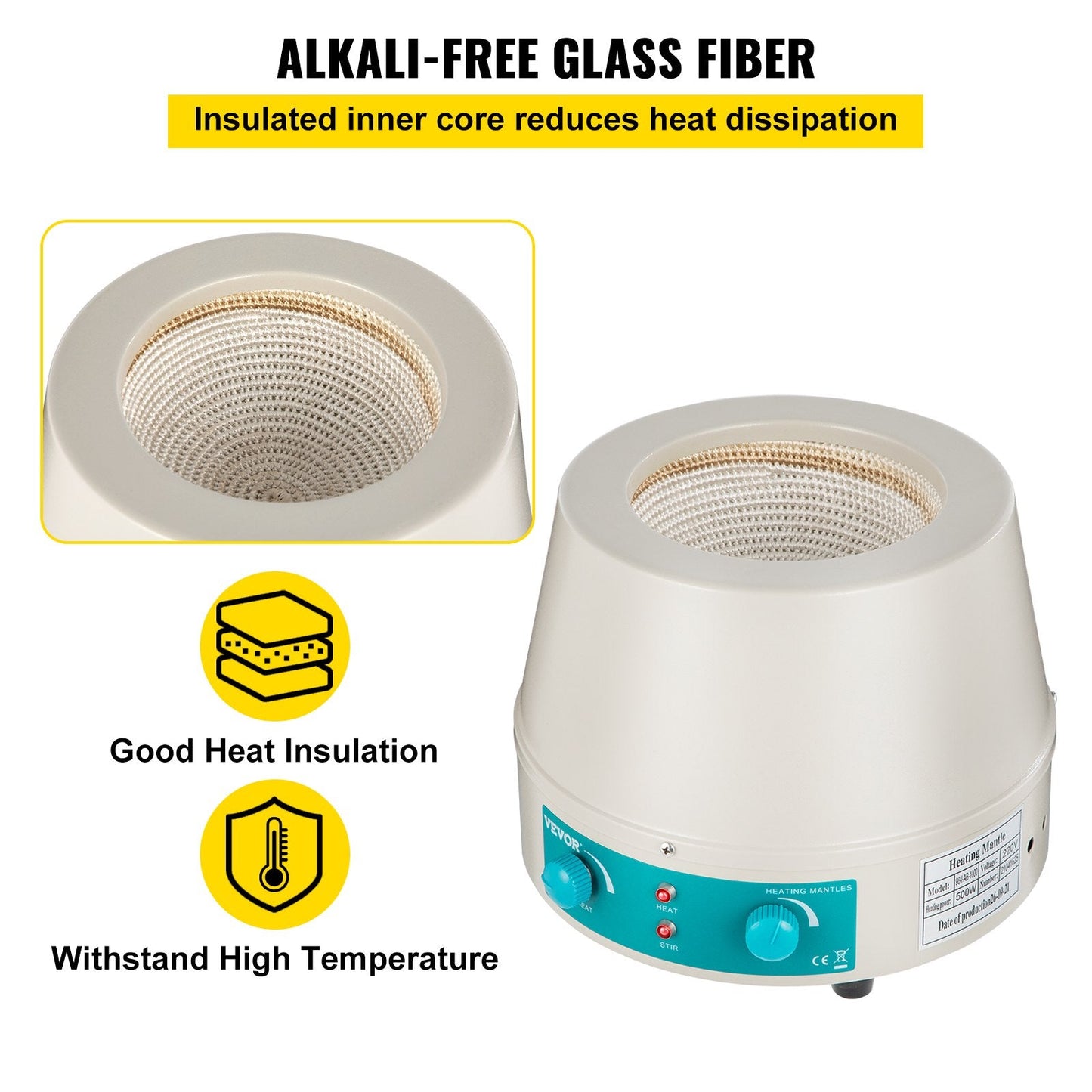 1000ml Lab Heating Mantle with Magnetic Stirrer, 500W, 220V, 0-2000rpm