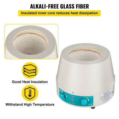 1000ml Lab Heating Mantle with Magnetic Stirrer, 500W, 220V, 0-2000rpm