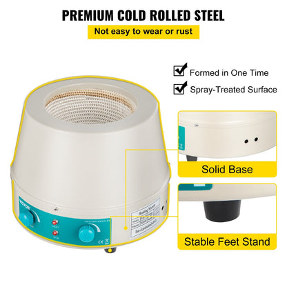 1000ml Lab Heating Mantle with Magnetic Stirrer, 500W, 220V, 0-2000rpm