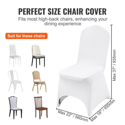 Universal Stretch Spandex Chair Covers for Events - 100PCS White