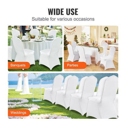 Universal Stretch Spandex Chair Covers for Events - 100PCS White