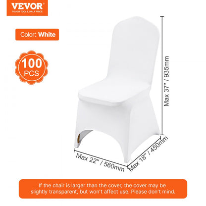 VEVOR Stretch Spandex Folding Chair Covers, Universal Fitted Chair Cover, Removable Washable Protective Slipcovers, for Wedding, Holiday, Banquet, Party, Celebration, Dining (100PCS White)
