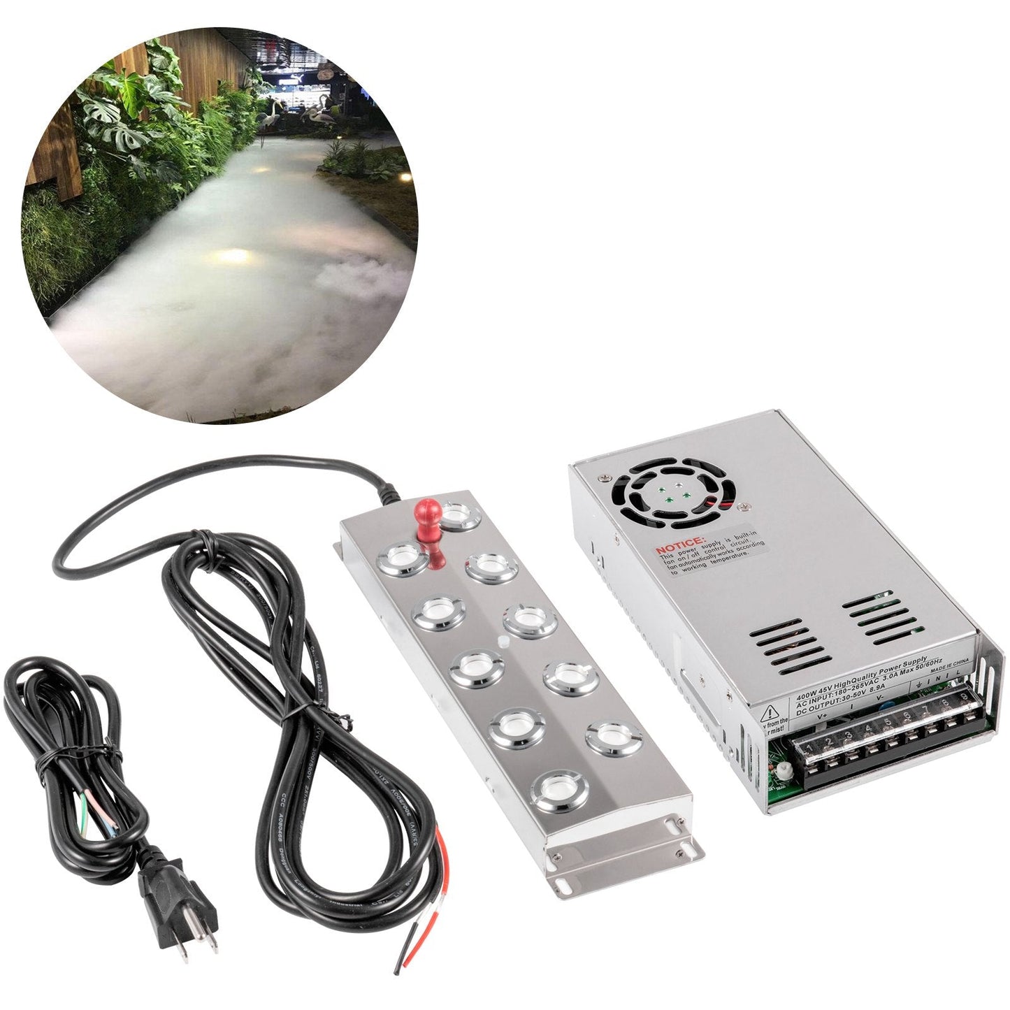 10-Head Ultrasonic Fogger & Humidifier, 250W for Greenhouses & Hydroponics