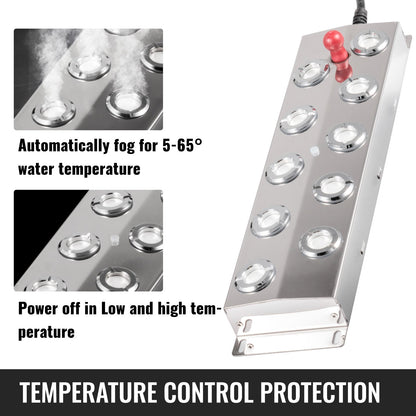 VEVOR 10 Head Ultrasonic Mist Maker Fogger 250W Mist Maker Fogger Air Humidifier