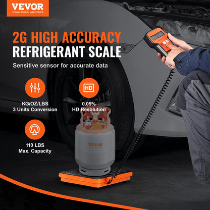 VEVOR Refrigerant Scale 110 LBS HAVC Charging Recovery Freon Scale, with Wired Remote