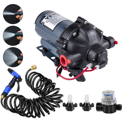 12V RV Water Pump, 20 L/min, 70 PSI, with 7.6m Hose for Marine and Caravan