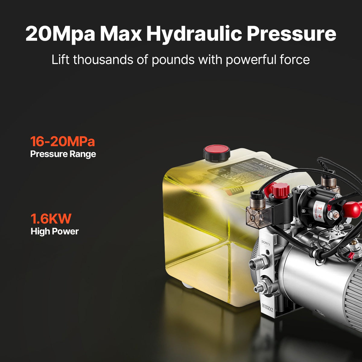 3L Hydraulic Pump, Double Acting Dump Trailer Pump, 22Mpa Max Relief Pressure & 3.4L/min Flow Rate, DC 12V 1.6KW Hydraulic Power Unit for Dump Trailer Car Lifting (Horizontal Installation)