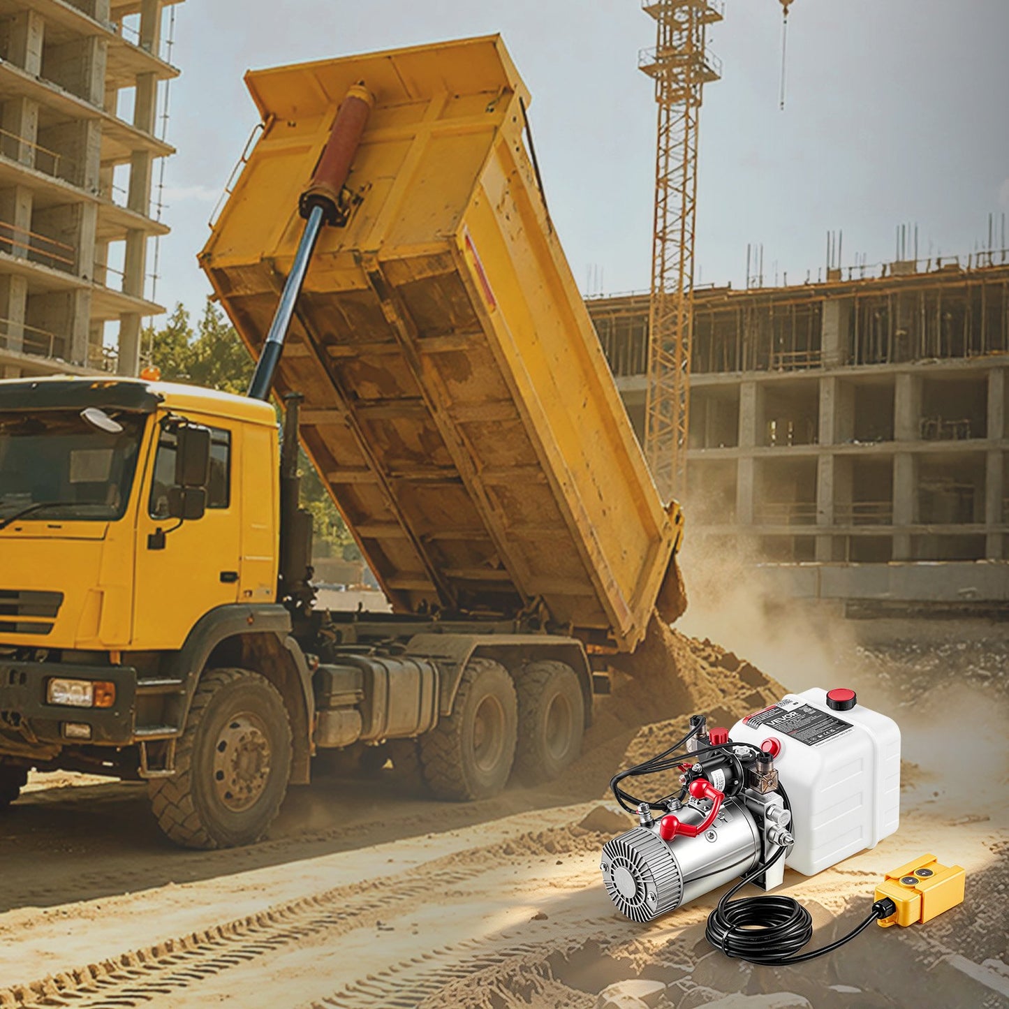 3L Hydraulic Pump, Double Acting Dump Trailer Pump, 22Mpa Max Relief Pressure & 3.4L/min Flow Rate, DC 12V 1.6KW Hydraulic Power Unit for Dump Trailer Car Lifting (Horizontal Installation)