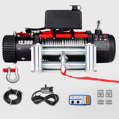 12V Electric Truck Winch, 6125Kg Capacity, with Remote & 24m Steel Cable