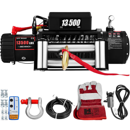 Electric Winch 6123kg, 12V with Wireless Remote & Steel Cable, 24m Length