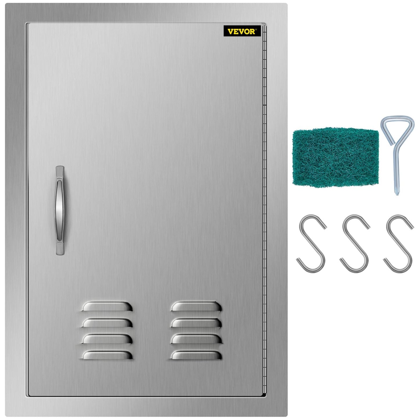 Outdoor Kitchen Stainless Steel Flush Mount Door with Vents, 0.35 x 0.51m