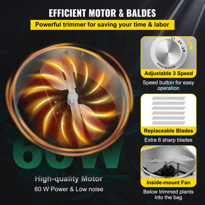 Electric 0.45m Bud Trimmer, Stainless Steel, 3-Speed, High-Efficiency Blade