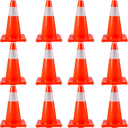 VEVOR 12Pack 18" Traffic Cones, Safety Road Parking Cones PVC Base, Orange Traffic