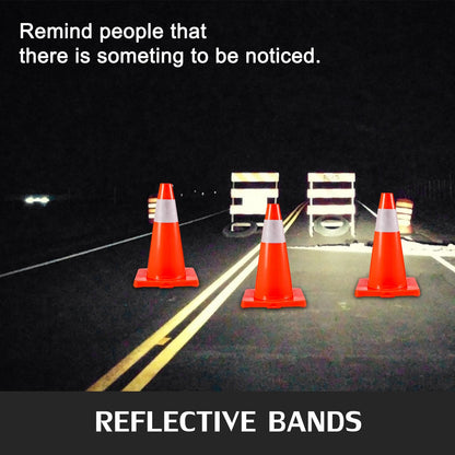 12-Pack 0.45m Orange Traffic Cones with Reflective Bands, PVC Base, 13kg