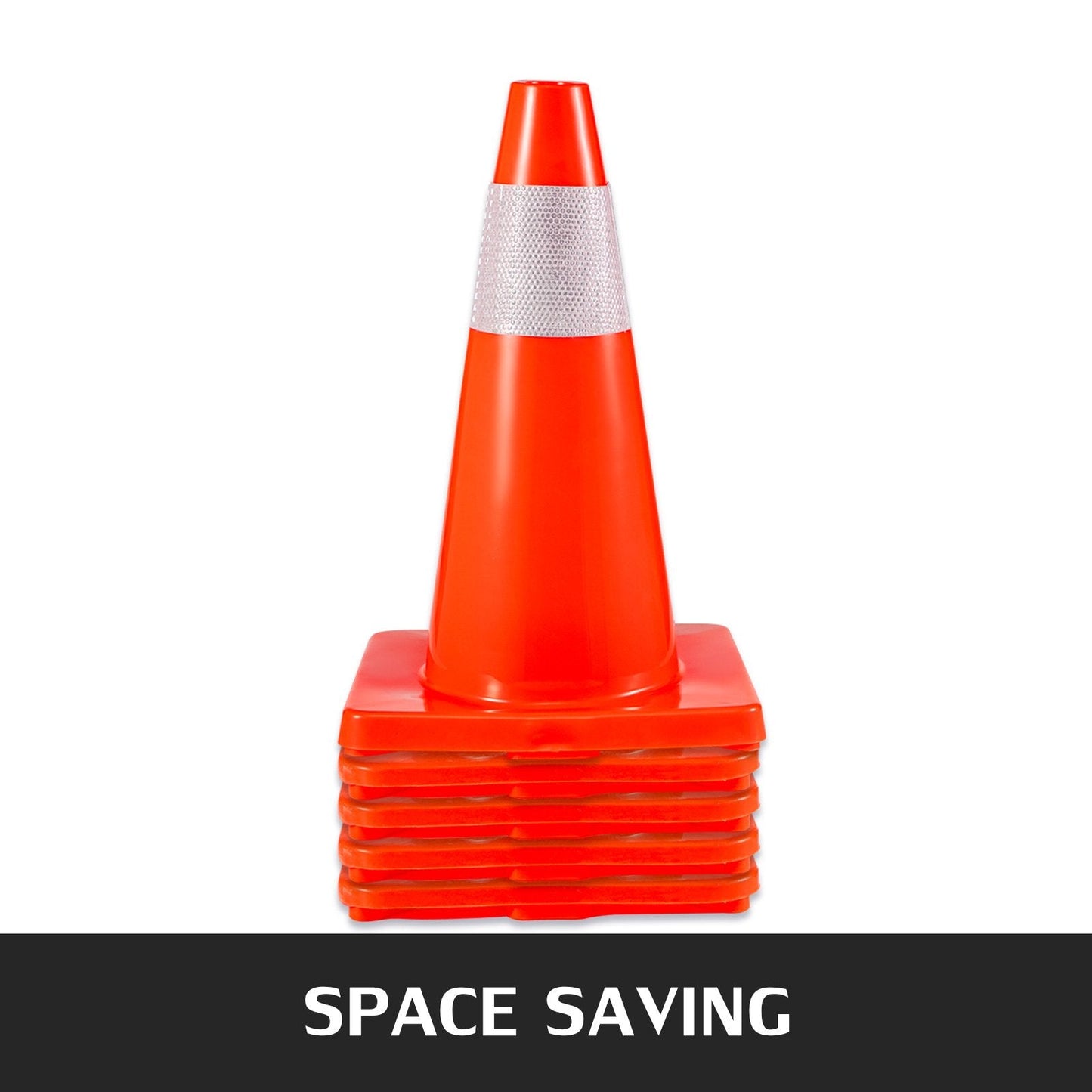 12-Pack 0.45m Orange Traffic Cones with Reflective Bands, PVC Base, 13kg