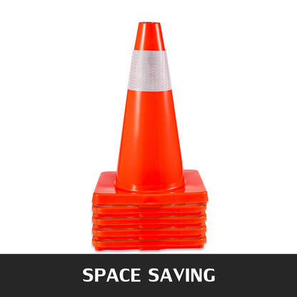 12-Pack 0.45m Orange Traffic Cones with Reflective Bands, PVC Base, 13kg