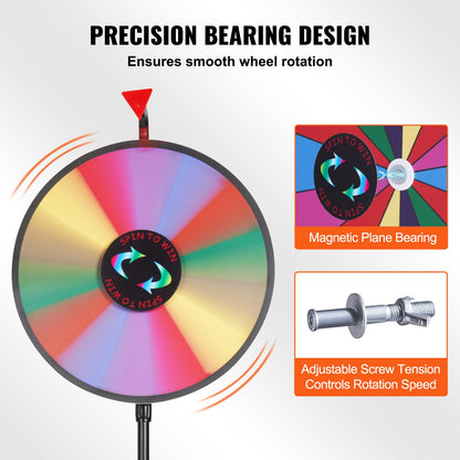 Vevor 18 Inch Tabletop Color Prize Wheel with Folding Tripod Floor Stand 14 Slots