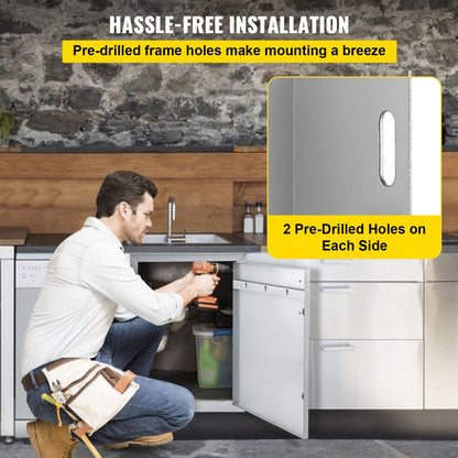 VEVOR 41.5x57cm Outdoor Kitchen Door BBQ Access Door Built In Stainless Steel