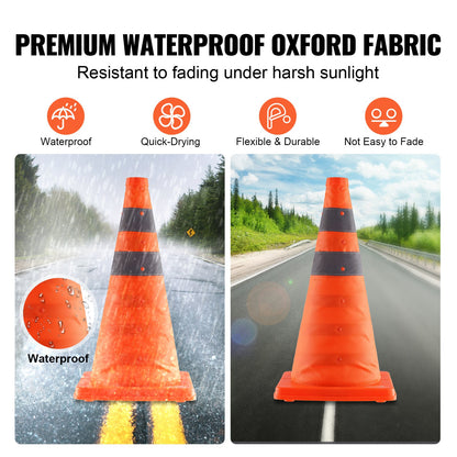 VEVOR Safety Cones, 4 Pack 18 inch Collapsible Traffic Cones, Construction Cones