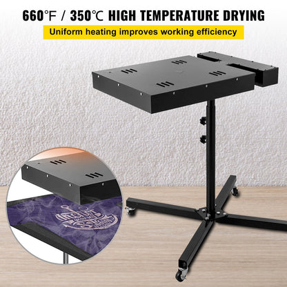 Electric Screen Printing Dryer with Adjustable Stand, 0.45x0.45m, 2000W Power