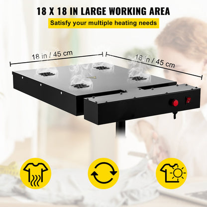 VEVOR Flash Dryer 18x18Inch Electrical Control Box Flash Dryer for Screen Printing