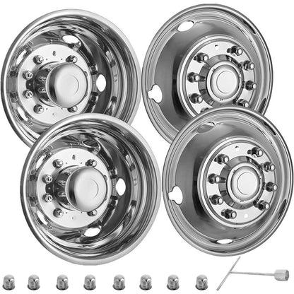 VEVOR Polished 19.5" 10 Lug Wheel Simulators Stainless Steel Bolt Kit Hubcap Kit
